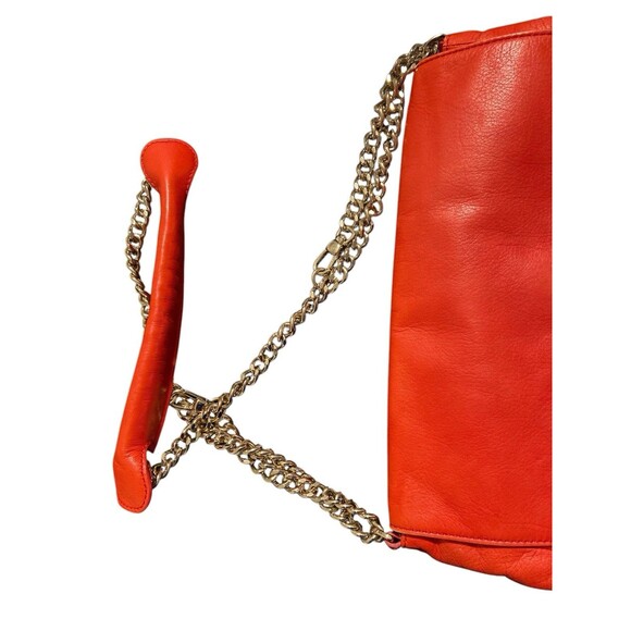 Coccinelle Shoulder Bag Red/Beige Crossbody Chain Strap Read Zip Pocket - Picture 12 of 13